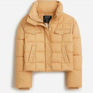 J.Crew Women's Cropped Puffer Jacket With PrimaLoft Size XS  Tan NWT